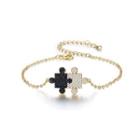 Simple And Creative Plated Gold Puzzle Bracelet With Cubic Zirconia Golden - One Size