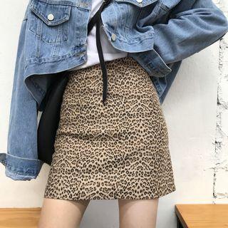 Leopard Print Mini A-line Skirt
