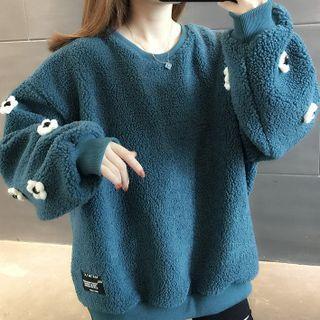 Floral Faux Shearling Sweatshirt