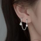 Smiley Face Chain Hoop Earring 1 Pair - Silver - One Size