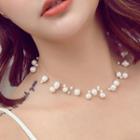 Faux Pearl Fishing Line Necklace