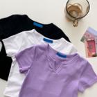 Short-sleeve Open-placket T-shirt