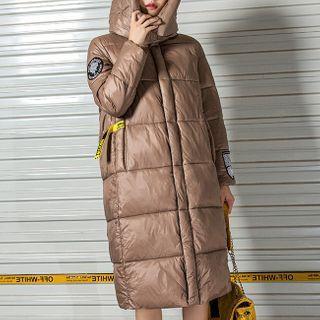 Applique Hooded Midi Padded Coat