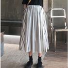 Striped Midi A-line Skirt As Shown In Figure - One Size