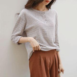 Round-neck Striped Henley