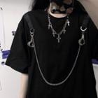 Short Sleeve Chain Detail Oversized T-shirt Black - One Size