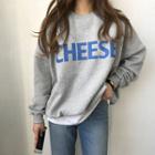 Lettering Oversized Fleece-lined Sweatshirt