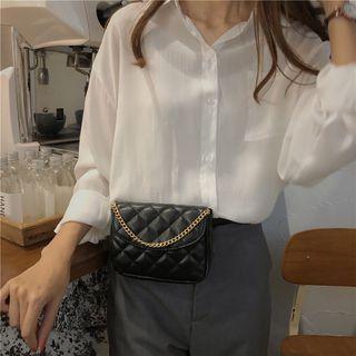 Quilted Faux Leather Belt Bag Black - One Size