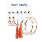 Set Of 6: Ear Stud + Drop Earring Er160 - Set - Gold - One Size