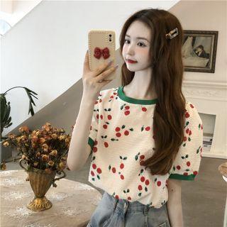 Wide Print Color Block Tee Top