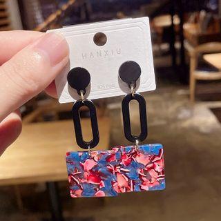 Print Acrylic Dangle Earring 1 Pair - Earrings - Black & Blue - One Size