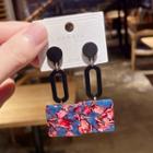 Print Acrylic Dangle Earring 1 Pair - Earrings - Black & Blue - One Size