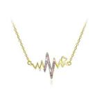 925 Sterling Silver Plated Gold Creative Wave Necklace With Austrian Element Crystal Golden - One Size