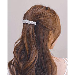 Faux-pearl Crystal Hair Barrette White - One Size