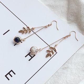 Non-matching Bead & Leaf Drop Earring