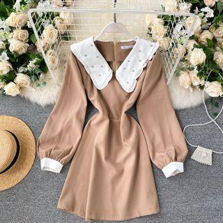 Rhinestone Long-sleeve Mini A-line Dress