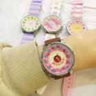 Cartoon Print Lettering Silicone Strap Watch