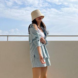 Set: Pocket-front Shirt + Band-waist Shorts
