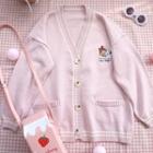 Rabbit Embroidered Knit Jacket