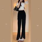 Short-sleeve Cold Shoulder Top / Boot Cut Pants