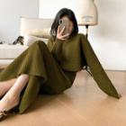 Turtleneck Crop Sweater / Sleeveless Midi Knit Dress