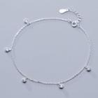 925 Sterling Silver Rhinestone Anklet S925 Silver - As Shown In Figure - One Size