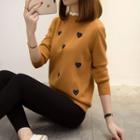 Mock-neck Heart Accent Sweater