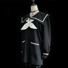 Sailor-collar Buttoned Jacket Black - One Size