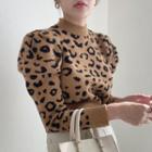 Mock Neck Leopard Print Sweater