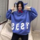 Horn Accent Letter Hoodie