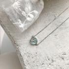 925 Sterling Silver Mermaid Tail & Bead Pendant Necklace L184 - Silver Wing - Aqua Green - One Size