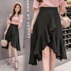 Plain Ruffle Hem Chiffon Skirt