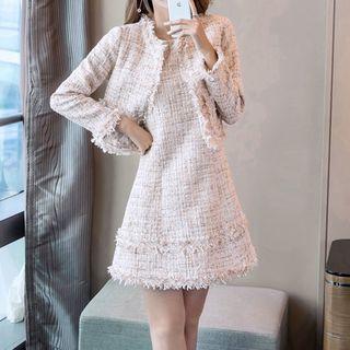 Set: Tweed Jacket + Sleeveless A-line Mini Dress