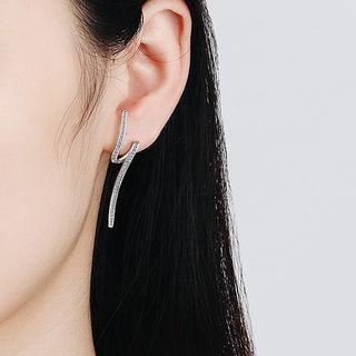 Rhinestone Geometry Drop Earring 1 Pair - Silver - One Size