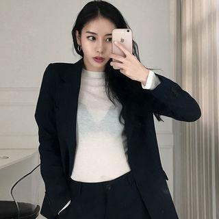 Notched-lapel Single-breasted Stripe Jacket