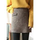 Fray-hem Tweed Wool Blend Mini Skirt