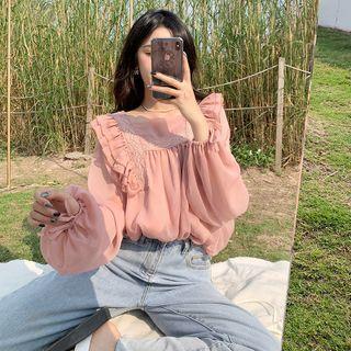 Long-sleeve Chiffon Ruffled Shirt
