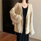 V-neck Single-breasted Knit Jacket