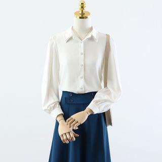 Long-sleeve Blouse / High Waist Dress Pants