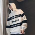 Loose-fit Color Block Lettering Hooded Pullover