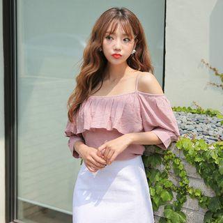 Off-shoulder Ruffle-detail Top