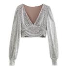 Sequined Cropped Blouse
