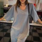 U-neck Slit-side Boxy T-shirt