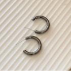 Alloy Open Hoop Earring 1 Pair - Silver Needle - Gray - One Size