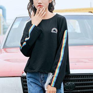 Long-sleeve Rainbow Trim T-shirt