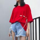 Lacing Detail 3/4-sleeve T-shirt