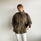 Quilted Faux-suede Safari Jacket With Sash