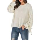 Plain Lace-up Side Detailed Long Sleeve Sweater