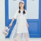 Set: 3/4-sleeve T-shirt Dress + Strappy Sheer Dress