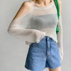 Cold-shoulder Open-knit Top